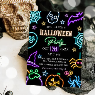 Spooktacular Party Neon Glow Halloween-Party Einladung