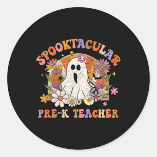 Spooktacular Pre-k Lehrer glücklich Halloween Matc Runder Aufkleber