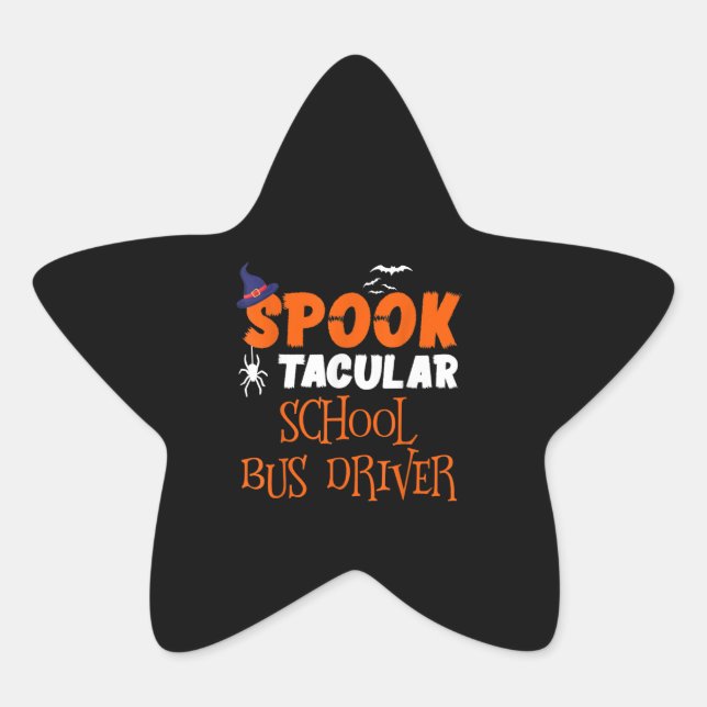 Spooktacular School Bus Driver Funny Halloween Stern-Aufkleber (Vorderseite)