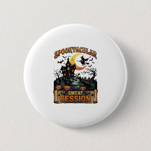Spooktacular Schweiß-Session Spukhaus Hexe Cau Button