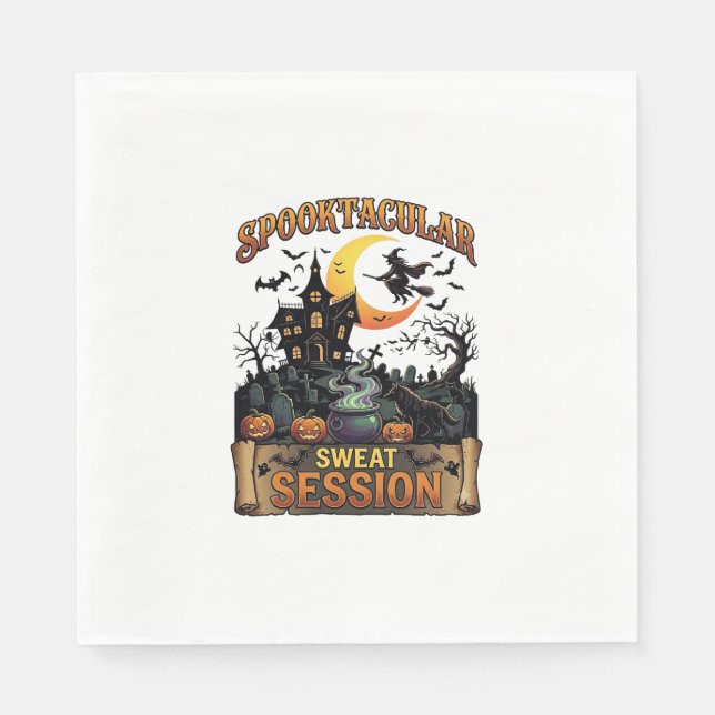 Spooktacular Schweiß-Session Spukhaus Hexe Cau Serviette (Vorderseite)