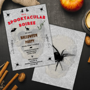 Spooktacular Soiree Creepy Skull Spiders Halloween Einladung