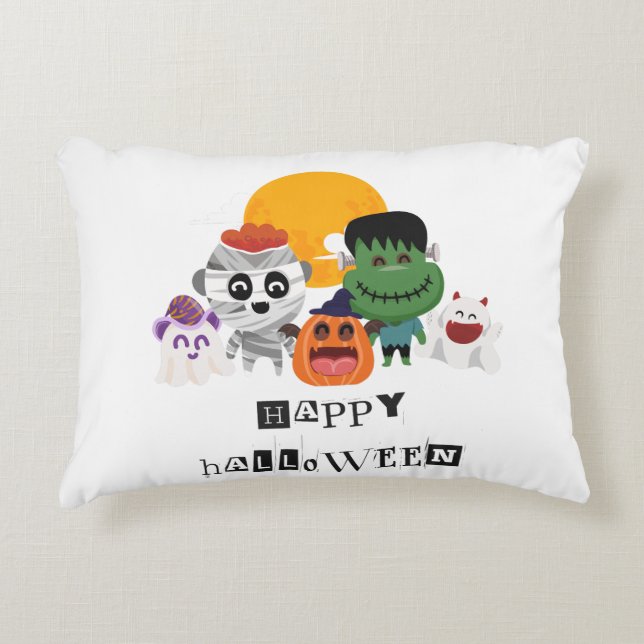 Spooktacular Spaß mit 'Happy Halloween' Kids Throw Dekokissen (Vorderseite)