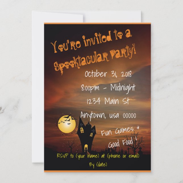 Spooktacular Spuk House Halloween-Party Einladung (Vorderseite)