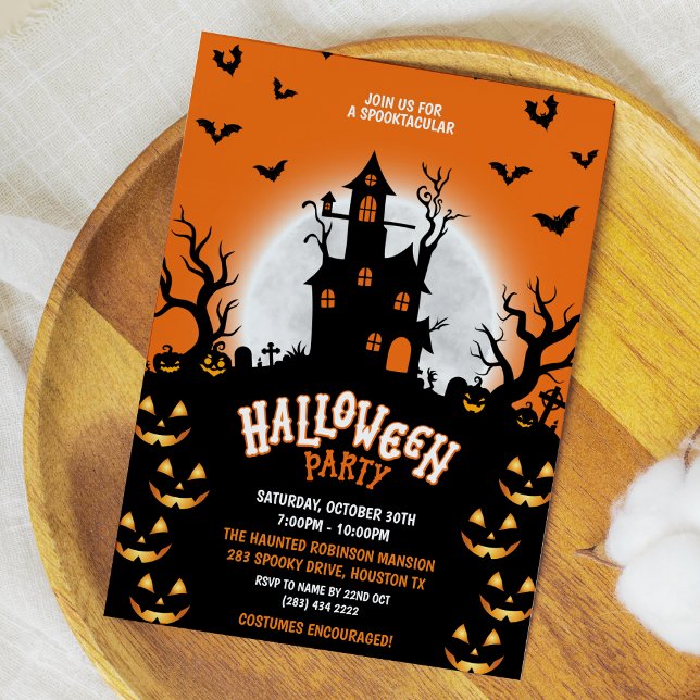 Spooktacular Spuk House Pumpkin Halloween-Party Einladung (Spooktacular Haunted House Pumpkin Halloween Party Invitation )