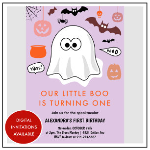 Spooktacular süßer Geist Halloween 1. Geburtstag Einladung