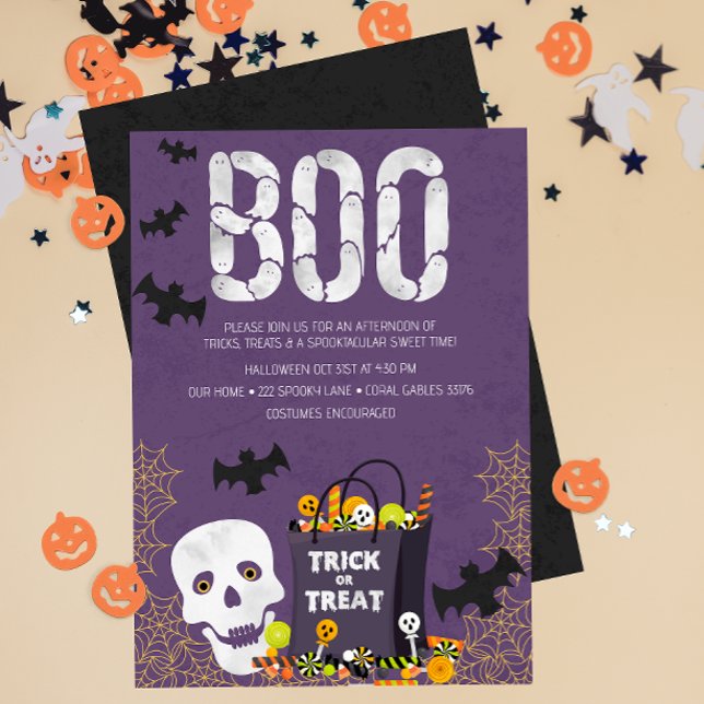 Spooktacular Trick oder Treten Kinder Party laden Einladung (Spooktacular Kids Costume Halloween Party Invite)