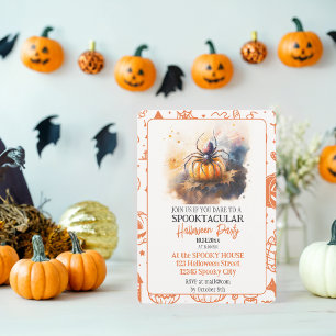 Spooktacular Watercolor Spider Halloween-Party Einladung