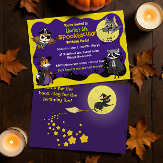 Spooktacular Woodland Tiere in Kostüm Geburtstag Einladung