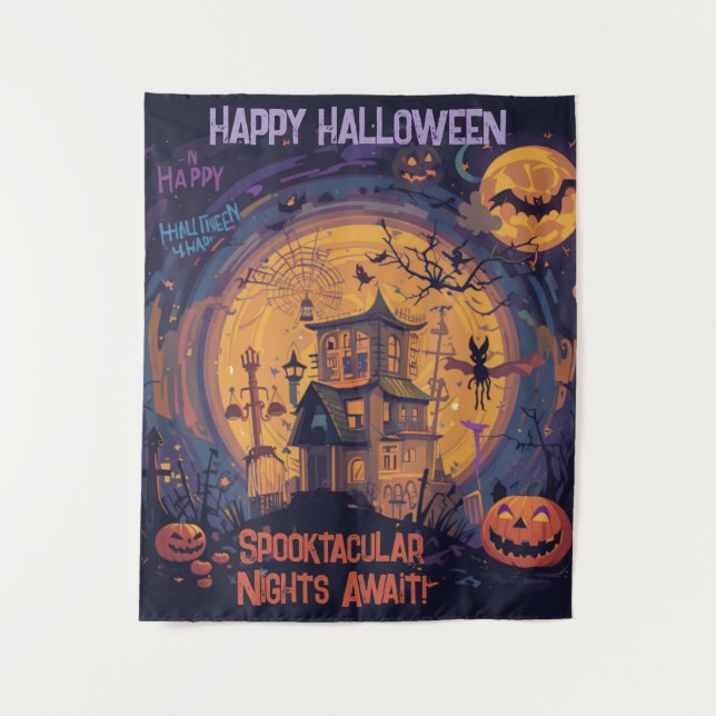 Spooktakuläre Nächte warten! Wandteppich (Vorderseite)
