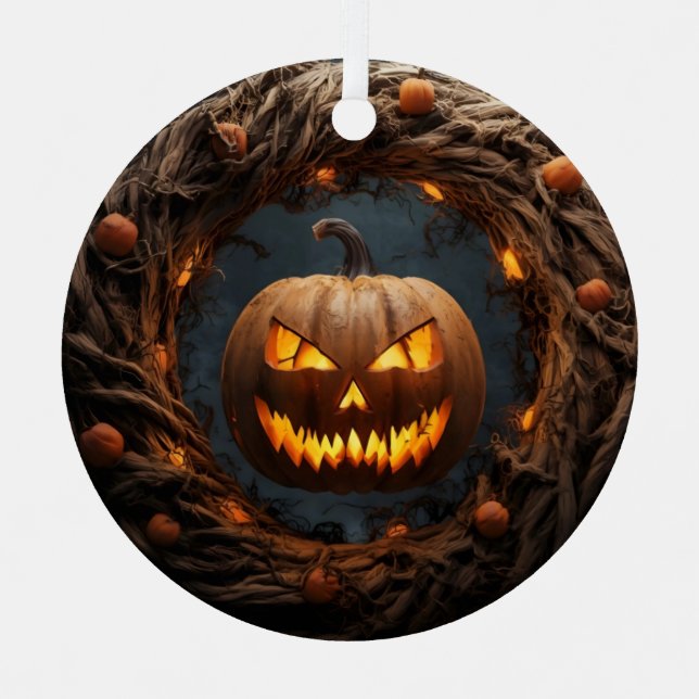 Spooky 3D Pumpkin Wreath Halloween Ornament (Vorderseite)
