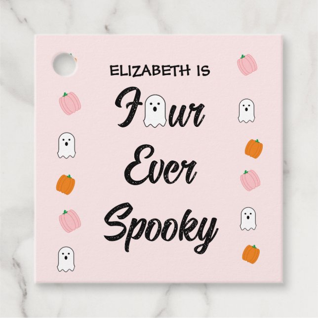 Spooky 4. Geburtstag Geschenkanhänger (Vorderseite)