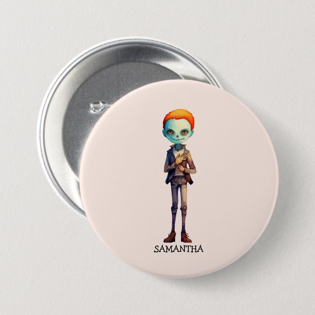 Spooky, aber Niedlich Zombie Kid - Adorable Macabr Button (Vorne & Hinten)