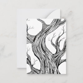 Spooky Abstract Tree Pen Drawing Art Mitteilungskarte