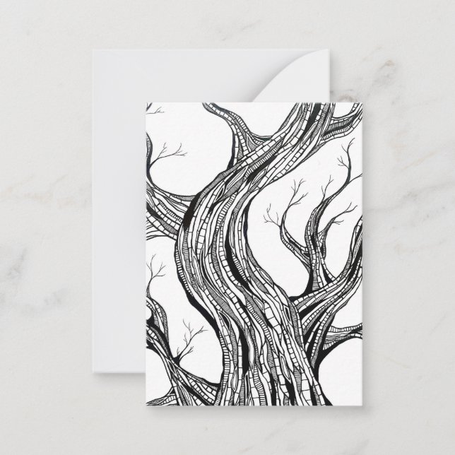 Spooky Abstract Tree Pen Drawing Art Mitteilungskarte (Vorderseite)