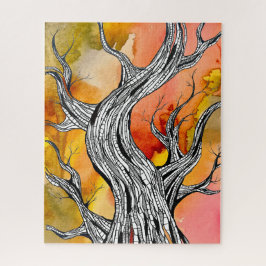 Spooky Abstract Tree Pen Drawing Art Puzzle