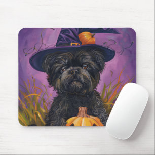Spooky Affenpinscher Halloween Hexe und Pumpkin Mousepad