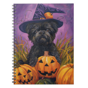 Spooky Affenpinscher Halloween Hexe und Pumpkin Notizblock