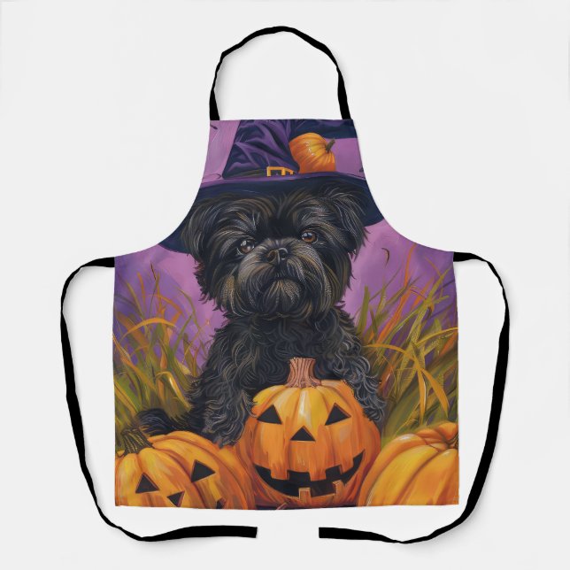 Spooky Affenpinscher Halloween Hexe und Pumpkin Schürze (Vorderseite)