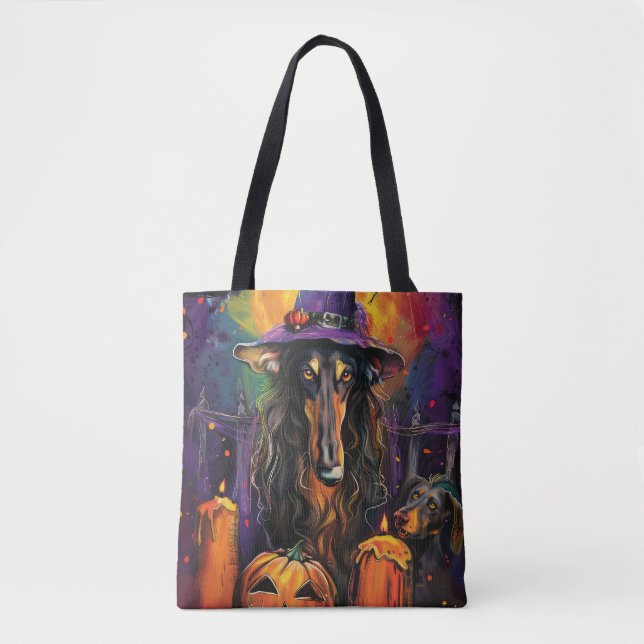 Spooky Afghan Hound Halloween Hexe und Pumpkin (Vorderseite)