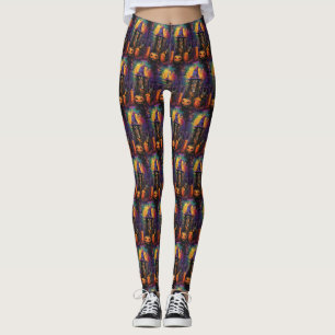 Spooky Afghan Hound Halloween Hexe und Pumpkin Leggings