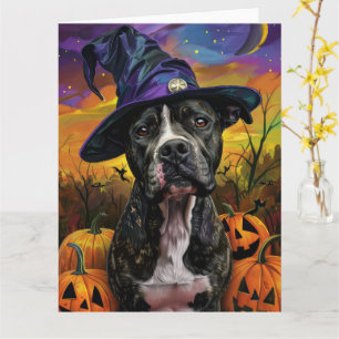 Spooky American Staffordshire Halloween Pumpkin Karte