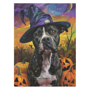 Spooky American Staffordshire Halloween Pumpkin Tischdecke