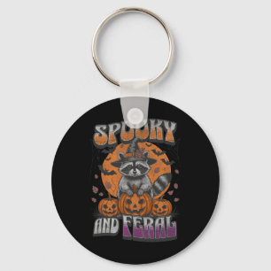 Spooky and Feral Groovy für Raccoon Liebhaber Racc Schlüsselanhänger