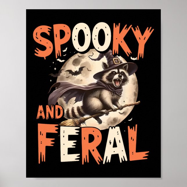 Spooky and Feral Raccoon Halloween Funny Halloween Poster (Vorne)