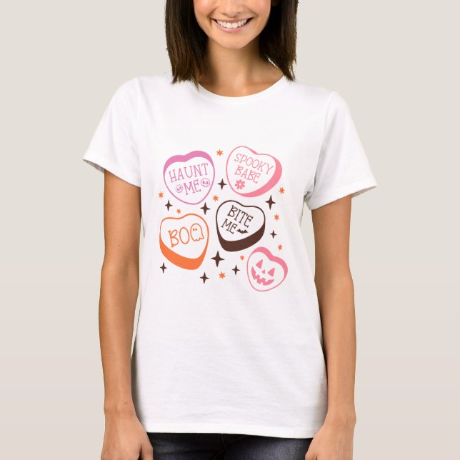 Spooky and Fun Conversation Hört Halloween T-Shirt (Vorderseite)