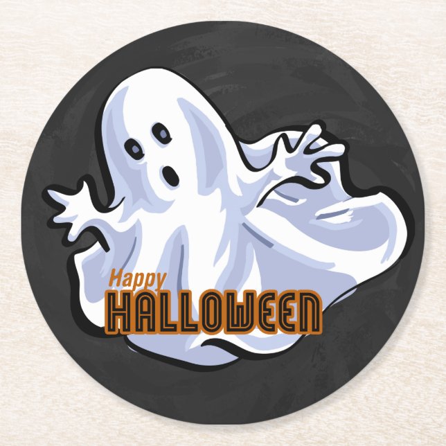 Spooky Animals Ghost Runder Pappuntersetzer (Vorderseite)