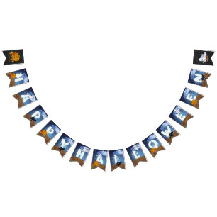 Spooky Animals glückliches Halloween-Zeichen Wimpelkette