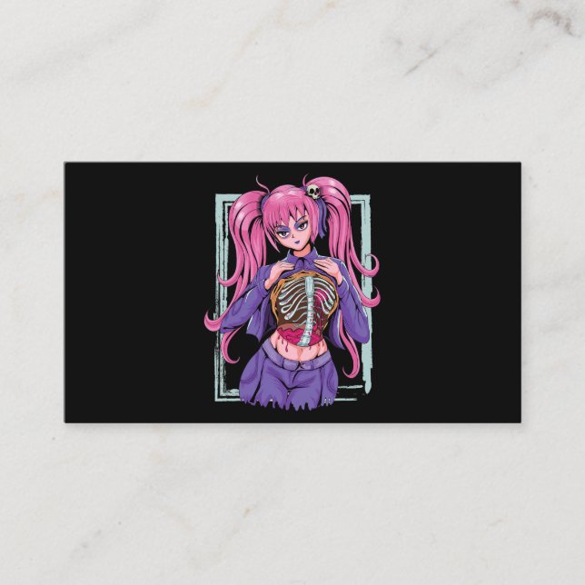 Spooky Anime Girl Waifu Halloween Pastel Goth Occu Visitenkarte (Vorderseite)