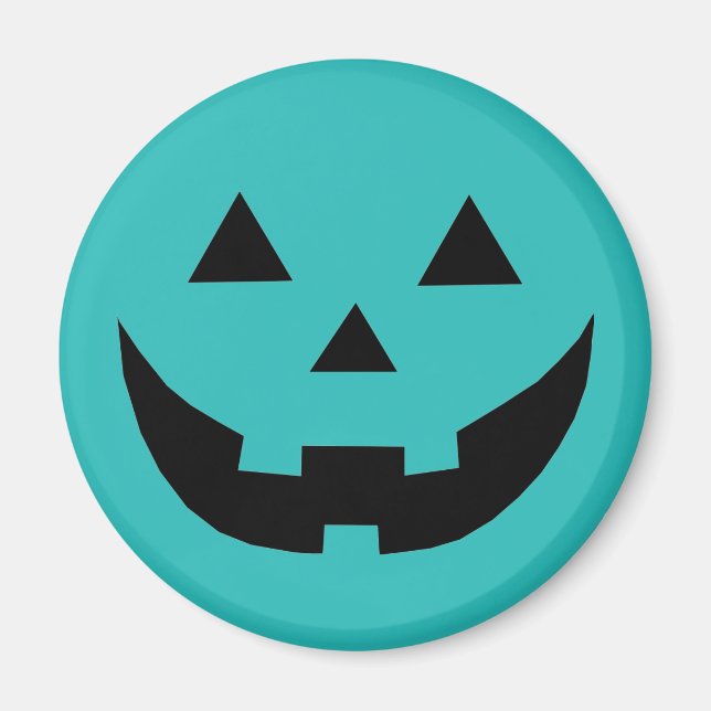Spooky aquamarine Kürbislaterne Kürbis Halloween Magnet (Vorne)