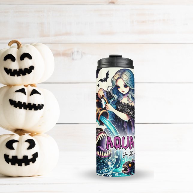 SPOOKY AQUARIUS BIRTHDAY ZODIAC HALLOWEEN THERMOSBECHER (SPOOKY AQUARIUS BIRTHDAY ZODIAC HALLOWEEN THERMAL TUMBLER)