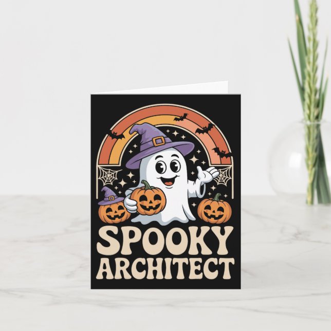 Spooky Architect Ghost Pumpkin Architecture Hallow Karte (Vorderseite)