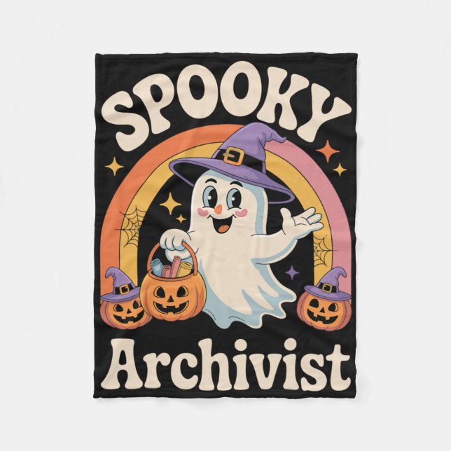 Spooky Archivist Niedlich Ghost Pumpkin Archives H Fleecedecke (Vorderseite)