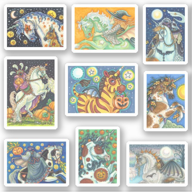 SPOOKY ASSORTED HALLOWEEN HORSE & UNICORN AUFKLEBER (Vorderseite)