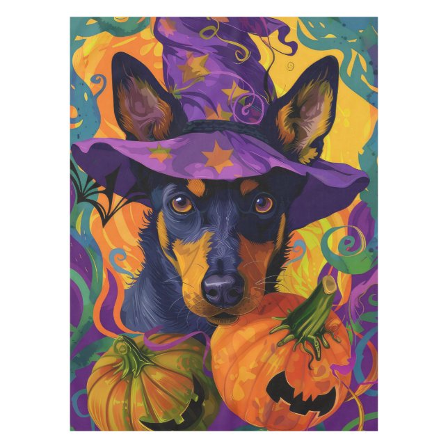 Spooky Australian Kelpie Halloween Pumpkin Tischdecke (Vorderseite)