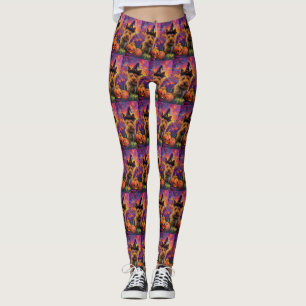 Spooky Australian Terrier Halloween Hexenkürbis Leggings