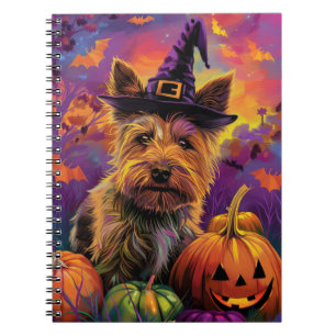 Spooky Australian Terrier Halloween Hexenkürbis Notizblock