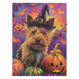 Spooky Australian Terrier Halloween Hexenkürbis Tischdecke