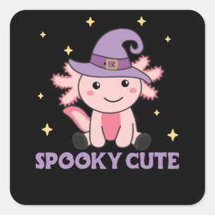 Spooky Axolotl liebt Niedliche Tiere zu Halloween Quadratischer Aufkleber