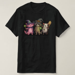 Spooky Axolotl Raccoon Halloween Bites Beängstig T-Shirt