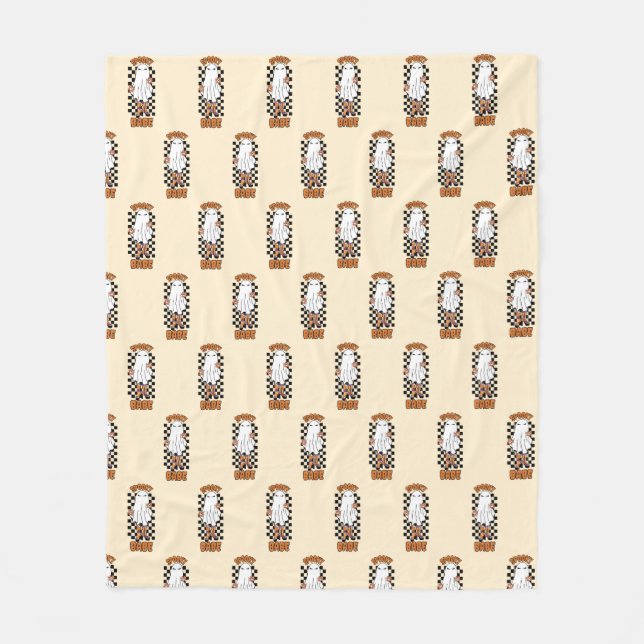 "Spooky Babe" Frau Halloween Ghost Orange Fleecedecke (Vorderseite)