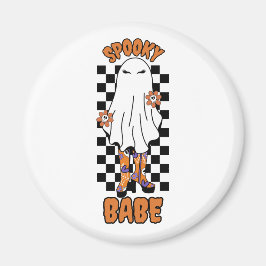 "Spooky Babe" Frau Halloween Ghost Orange Magnet
