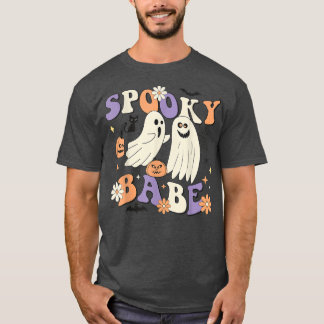 Spooky Babe Niedlich Ghost Pumpkin Spider Blume Ha T-Shirt