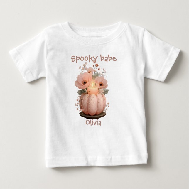 Spooky Babe Pumpkin für Mädchen Baby T-shirt (Vorderseite)
