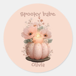 Spooky Babe Pumpkin für Mädchen Runder Aufkleber