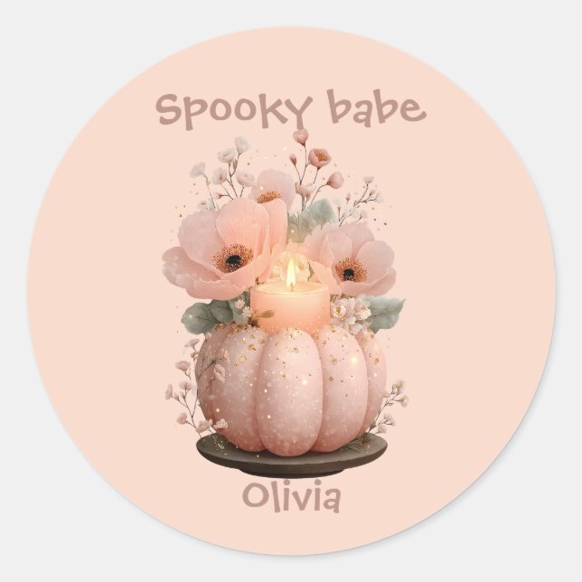 Spooky Babe Pumpkin für Mädchen Runder Aufkleber (Vorderseite)